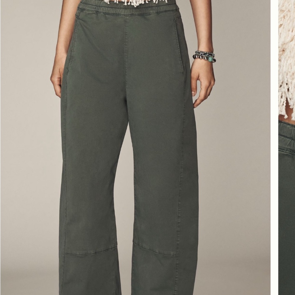 Pilcro Izzie relaxed Green Wide-Leg barrel Pants - Picture 2 of 6